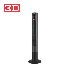 3D Summit TF10SM black tower fan with top control panel on a round base, front view