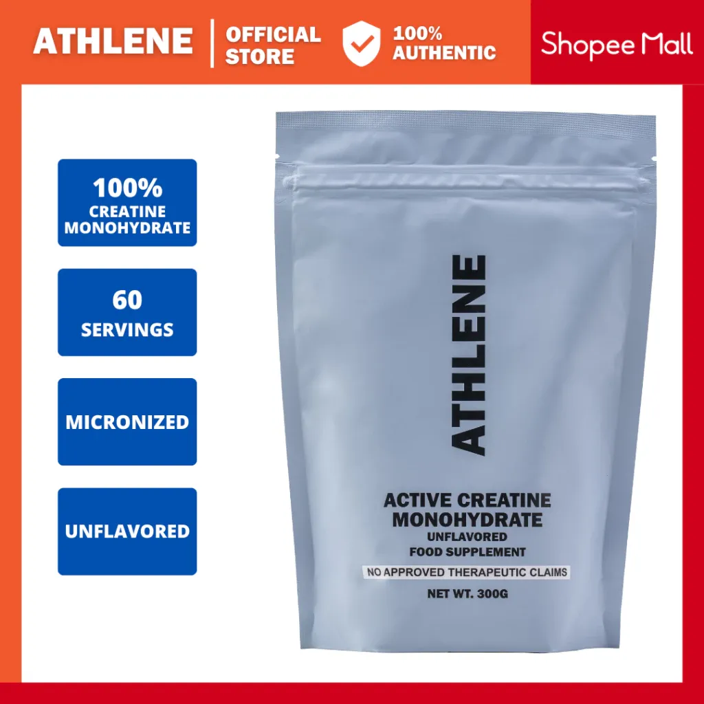 Active Creatine Monohydrate 300g tub by Athlene Nutrition, front label