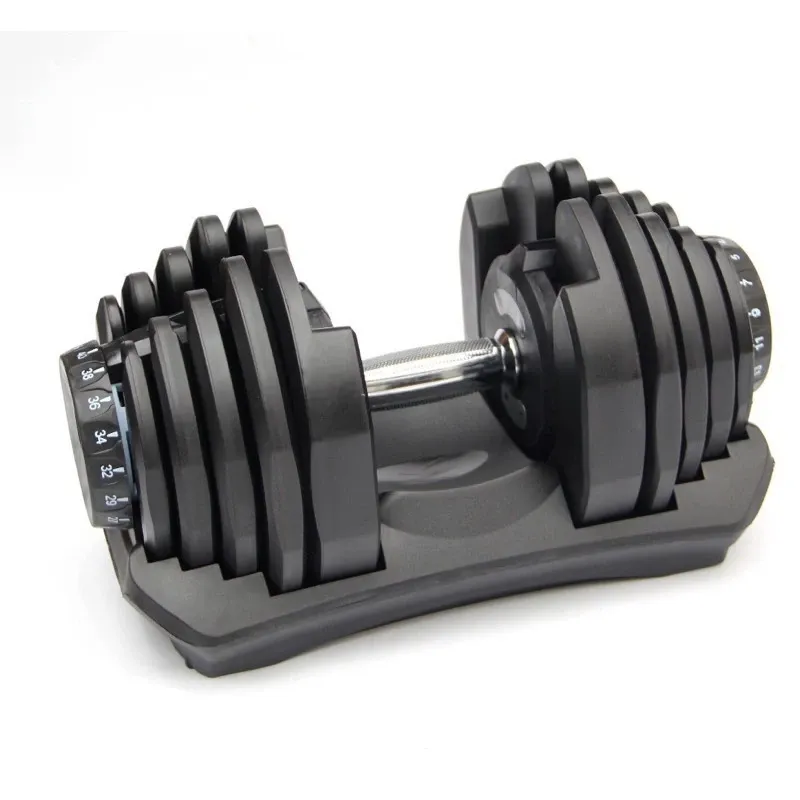 Adjustable 40kg dumbbell with stacked plates and spinlock collars, per piece