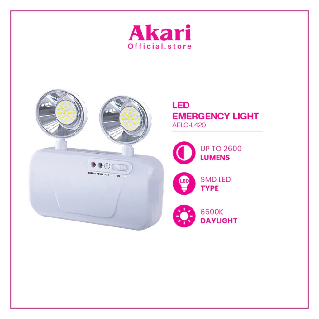 Akari AELG-L420 ultrabright LED emergency light with two 15W lamp panels, front view