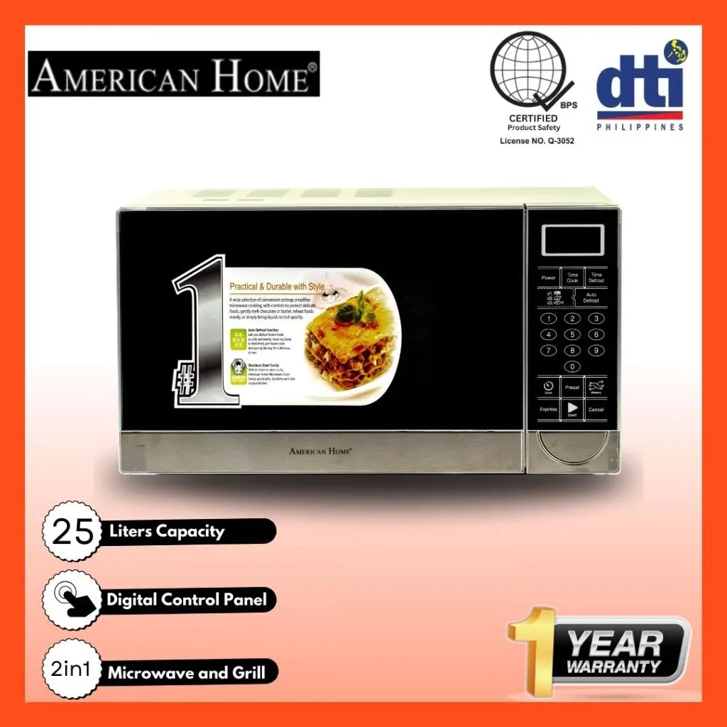 American Home AMW-ESSC25L 25L digital microwave oven in stainless steel