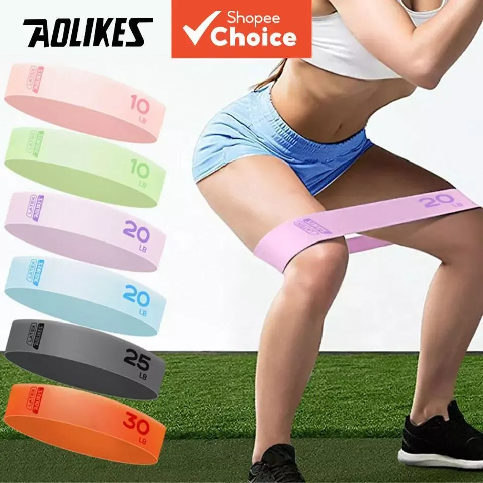 Aolikes portable resistance loop bands in six colors with printed pound ratings