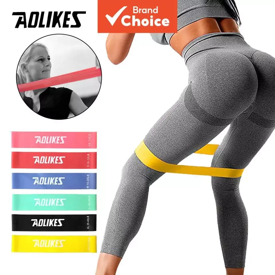 Aolikes natural latex mini loop resistance bands in six levels with printed pound ranges