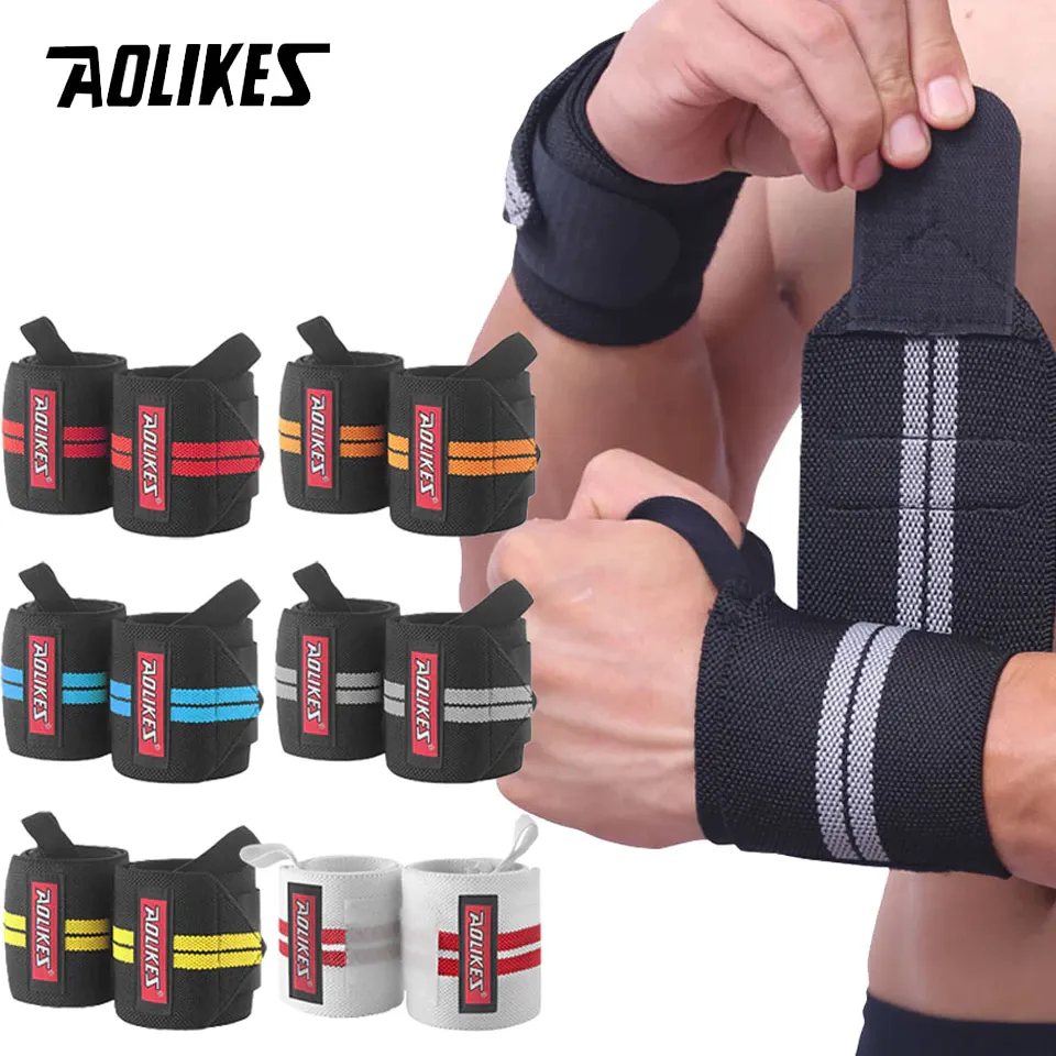 Aolikes adjustable weightlifting wrist wraps, pair