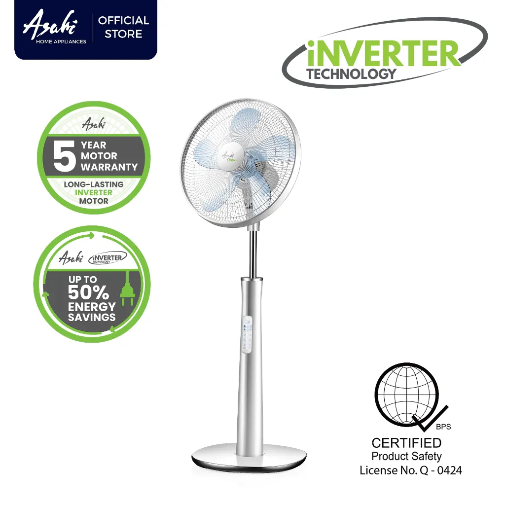 Asahi DC-6072 16-inch DC inverter stand fan with soft-touch LED control panel