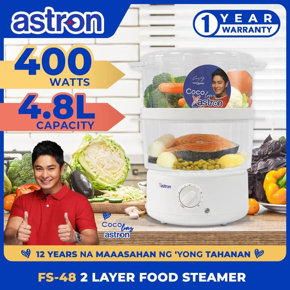 Astron FS48 two-layer electric food steamer, 4.8L