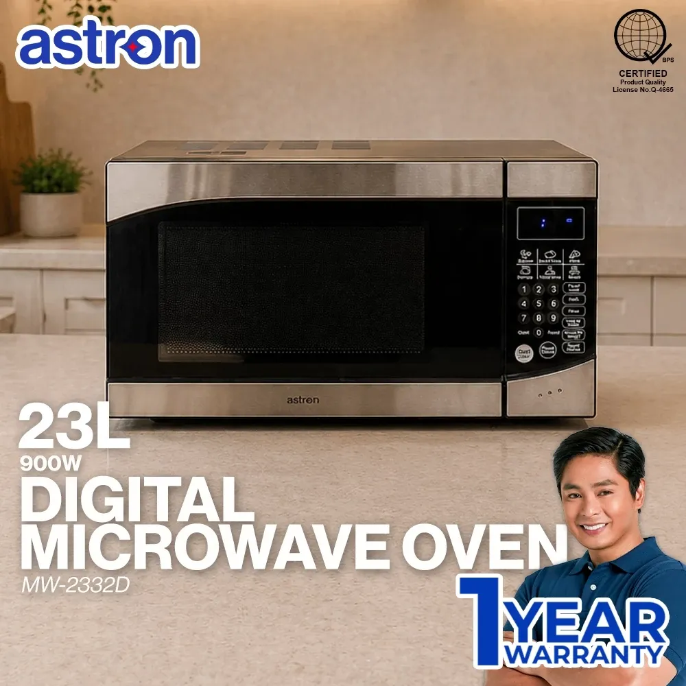 Astron MW-2332D 23L digital microwave oven in stainless steel