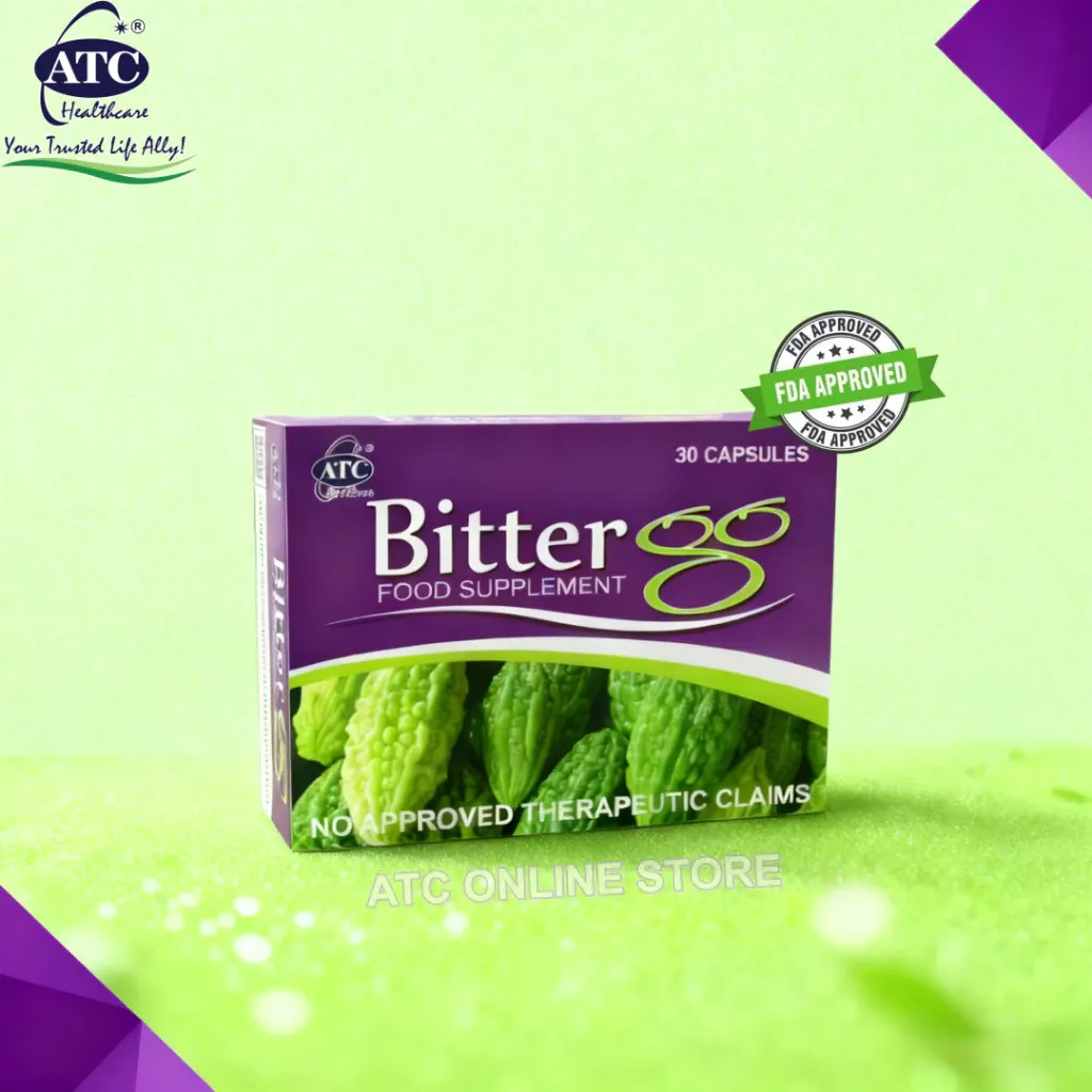ATC Bitter Go natural herbal supplement box, 30 capsules, front view