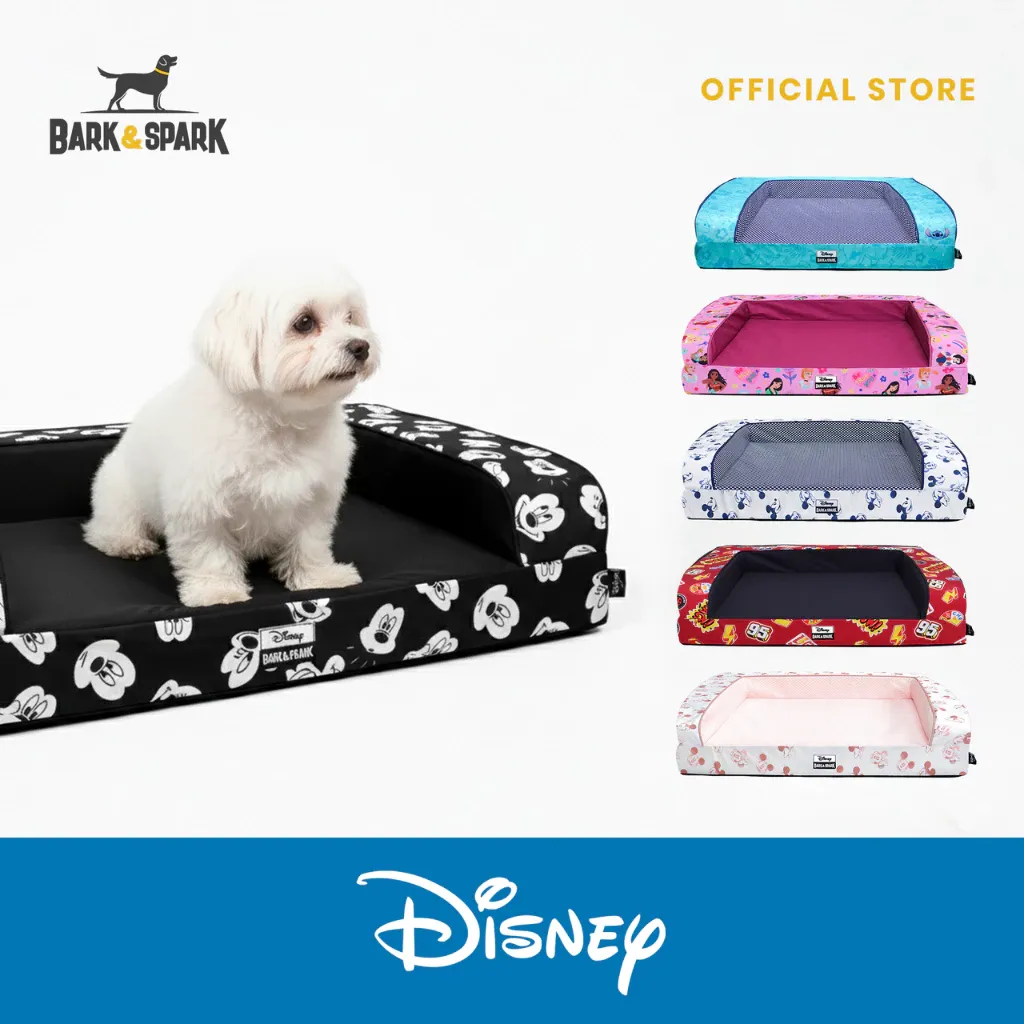 Bark and Spark official Disney washable dog bed with cooling fabric and removable zippered cover