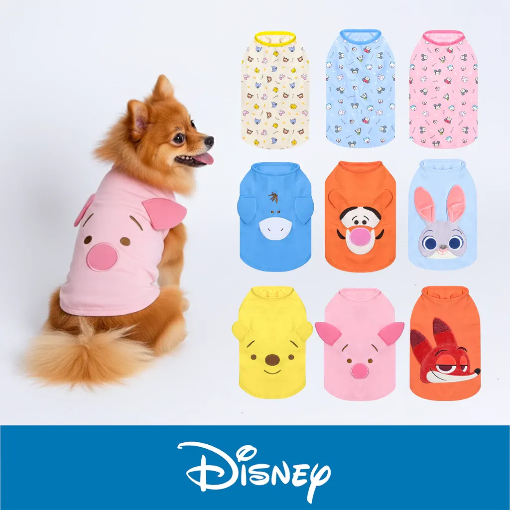Bark & Spark Official Disney pet tees, soft polyester dog shirts in sizes XS to XL