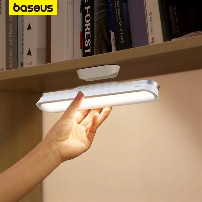 Baseus magnetic LED cabinet night light with stepless dimming mounted inside a wardrobe