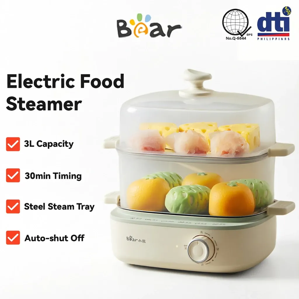 Bear electric food steamer and egg boiler breakfast maker