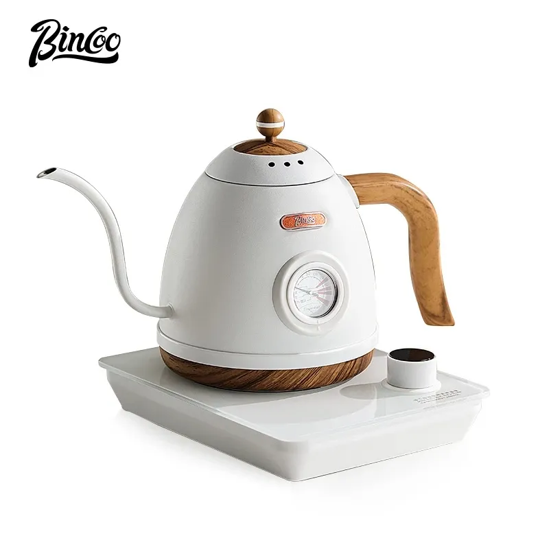 BINCOO 800ml thermostatic hand brewing coffee kettle with digital base, front view