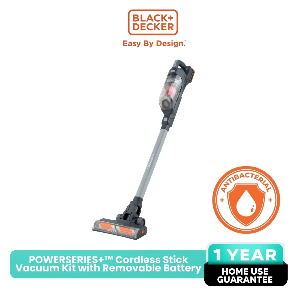 BLACK+DECKER POWERSERIES+ BHFEA18D1 cordless stick vacuum in orange and black with removable battery