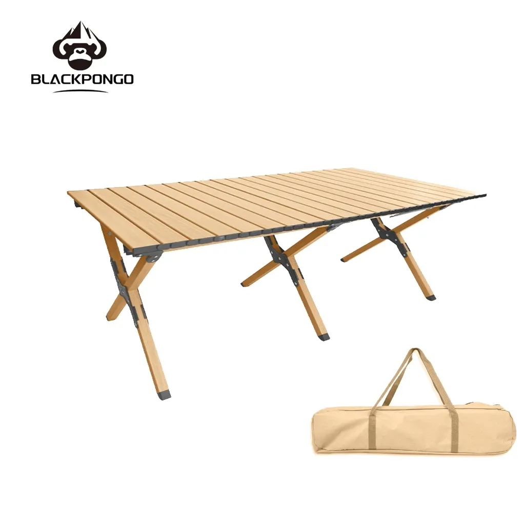 Blackpongo egg roll camping folding table with rolled slatted top