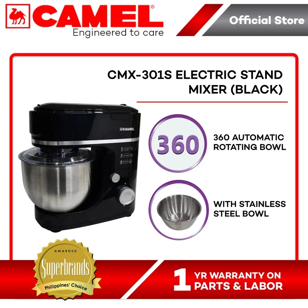 Camel CMX-301S 5L electric stand mixer in black with 12-speed dial
