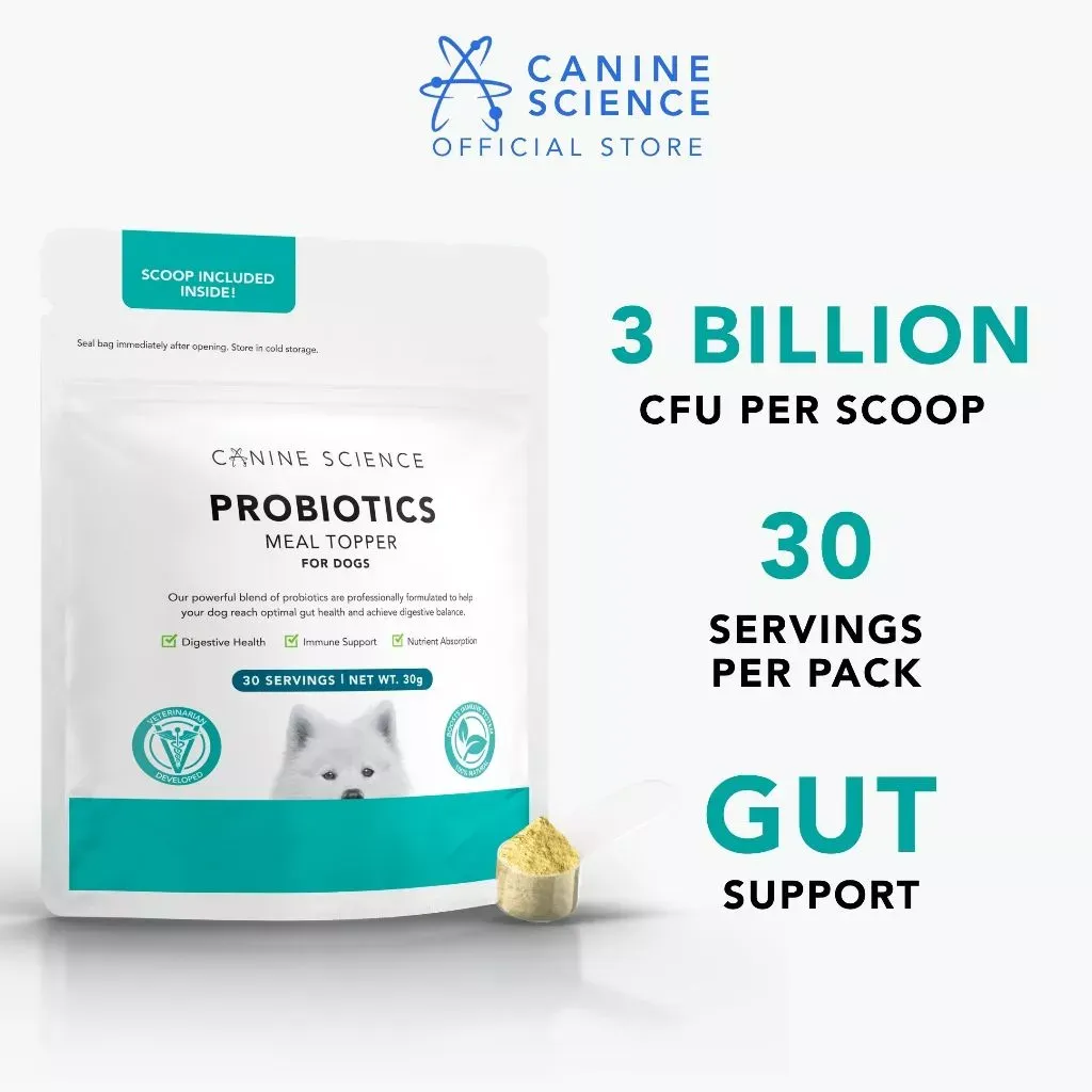 Canine Science dog probiotics meal topper 30g pouch, front of pack