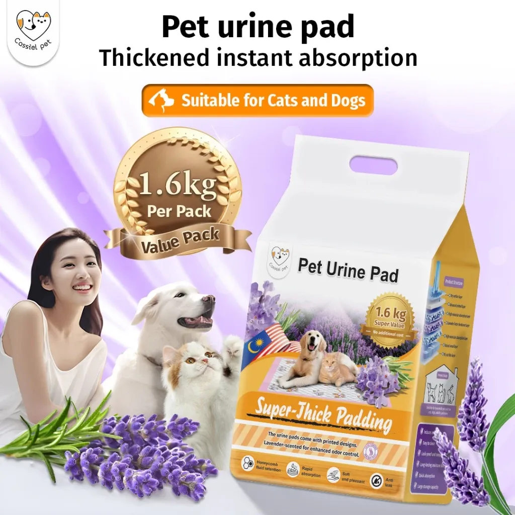 Cassiel Pet lavender-scented thickened training pee pad for dogs and cats, purple pack
