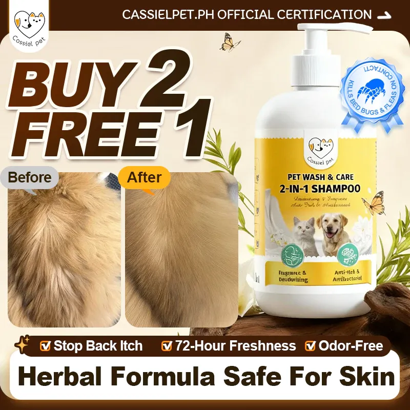 Cassiel Pet Buy 2 Free 1 Upgraded Shampoo: Anti Tick & Flea, Antifungal for Dogs & Cats