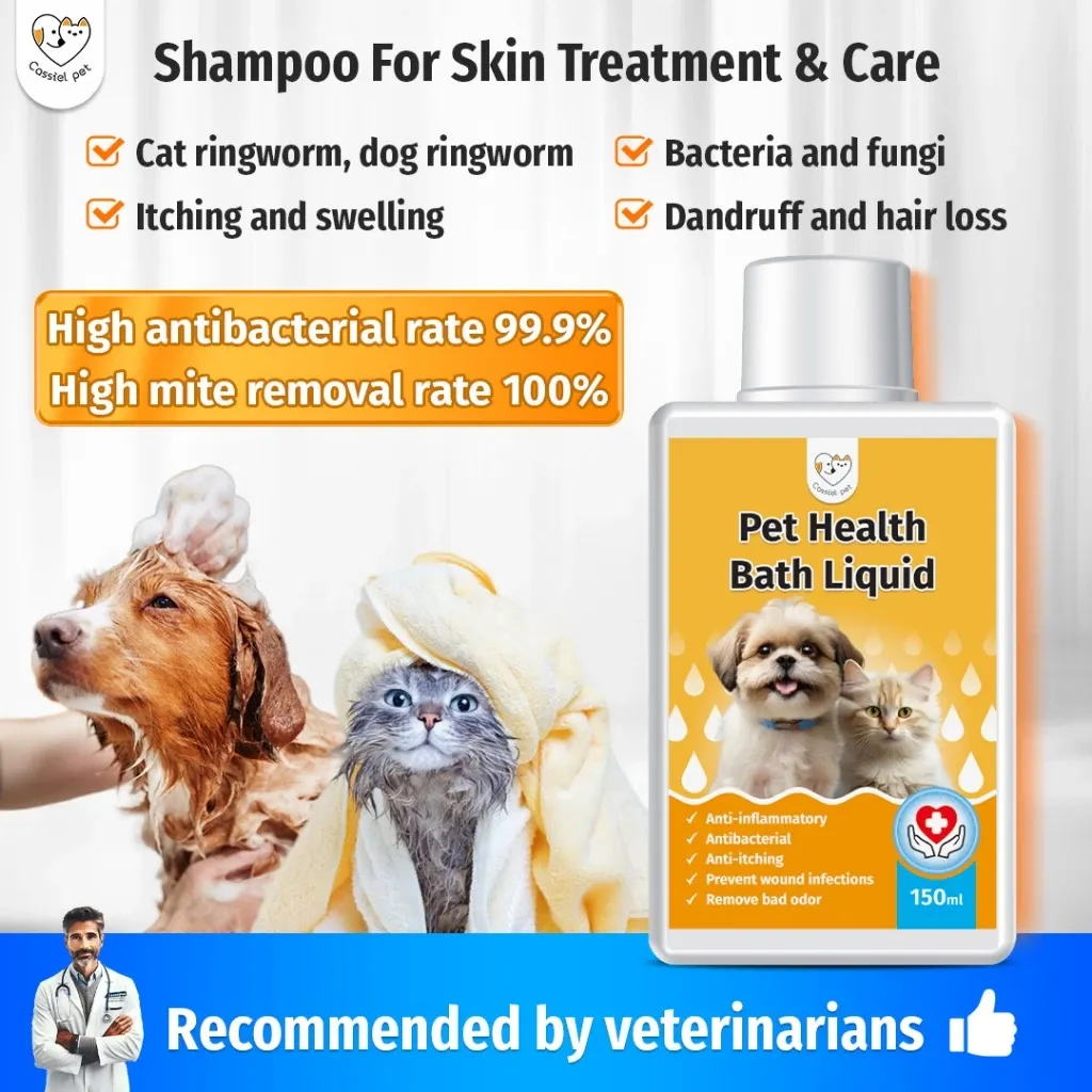 Cassiel Pet Essential Shampoo and Conditioner: Anti Tick & Flea, Itching & Mange for Dogs & Cats