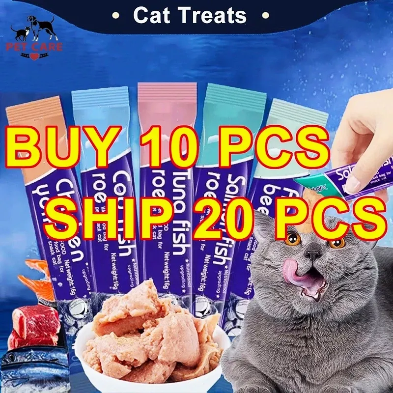 Cat Treats Buy 10 Get 20 Free Cat Snacks Pets Cat Treat Kitty Treats 15g Cat Strip Fresh Wet Food