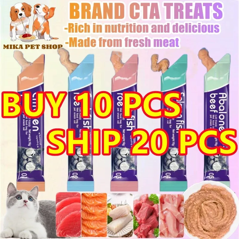 Same Flavor Buy 10 Get 10 Free Cat Snacks Pets Cat Treat Kitty Treats 15g Cat Strip Fresh Wet Food