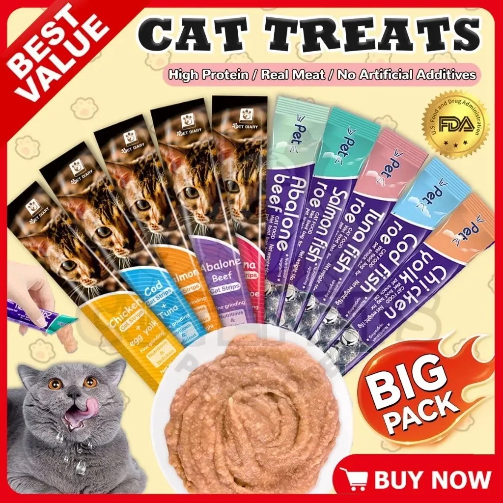210pcs Cat Treats Value Pack | 16g Wet Cat Strips | Liquid Nutrition for Cats 3 Months & Up