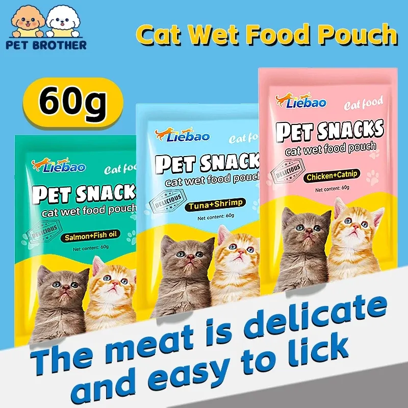 60g Cat Wet Food Real Meat Delish Chicken Salmon Tuna Carrot Pumpkin Health Adult Kitten Cat
