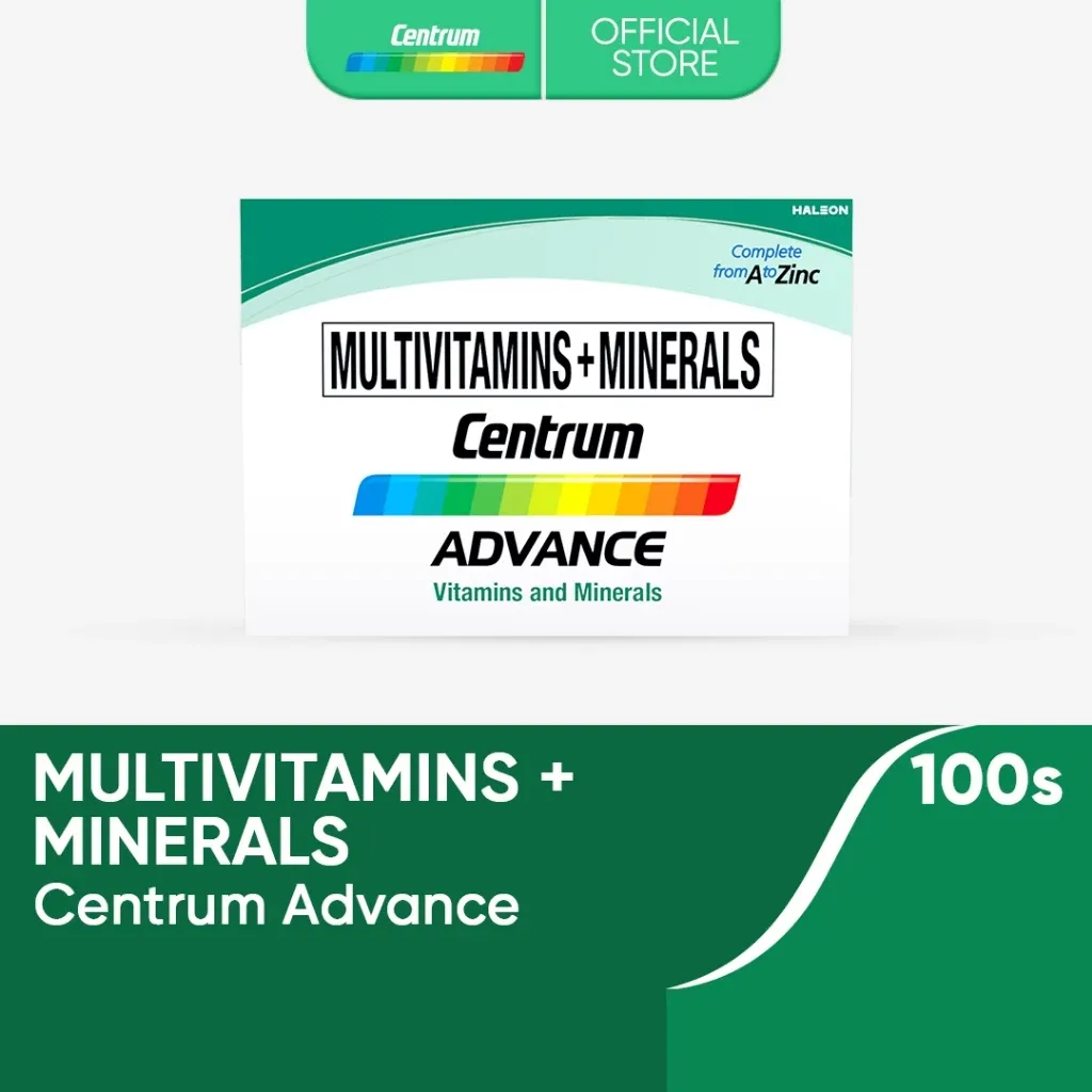 Centrum Advance multivitamin and mineral tablet bottle, 100-count
