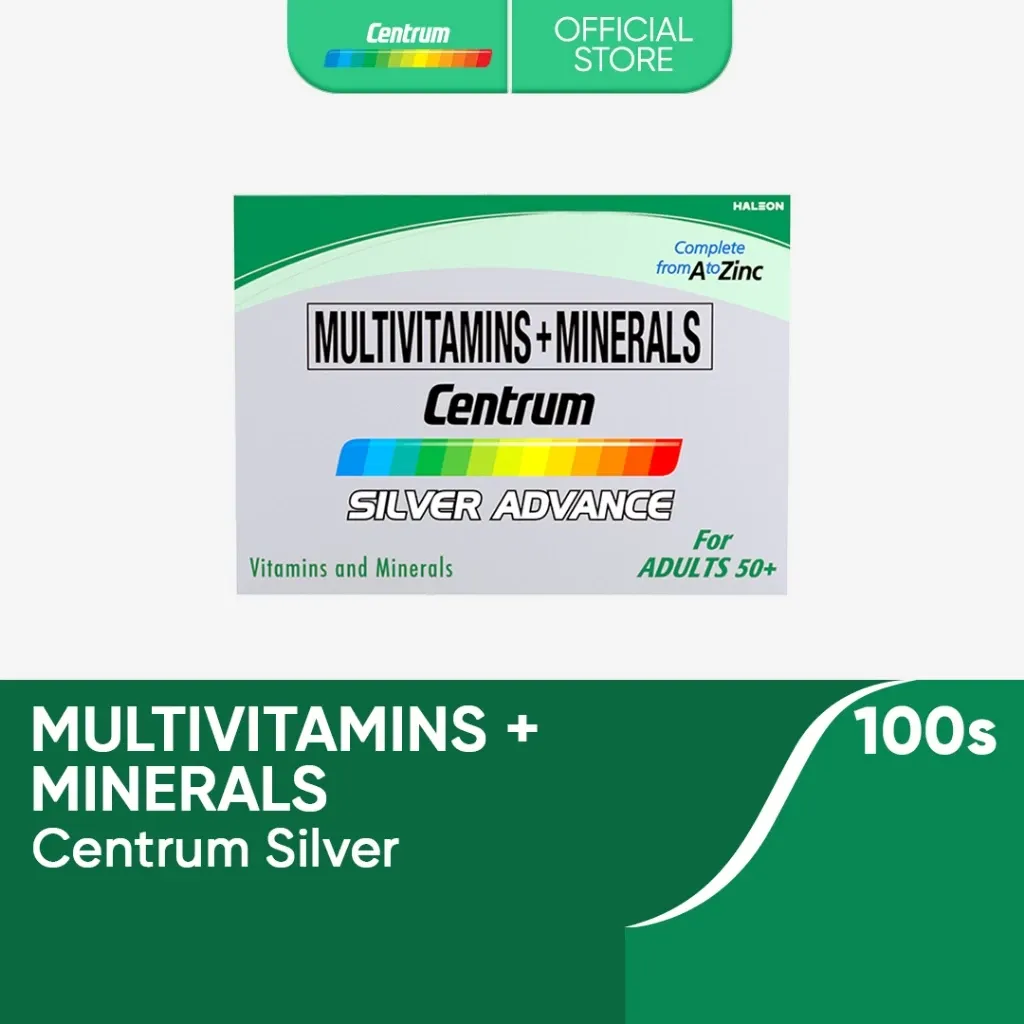Centrum Silver Advance multivitamin and mineral tablet bottle, 100-count