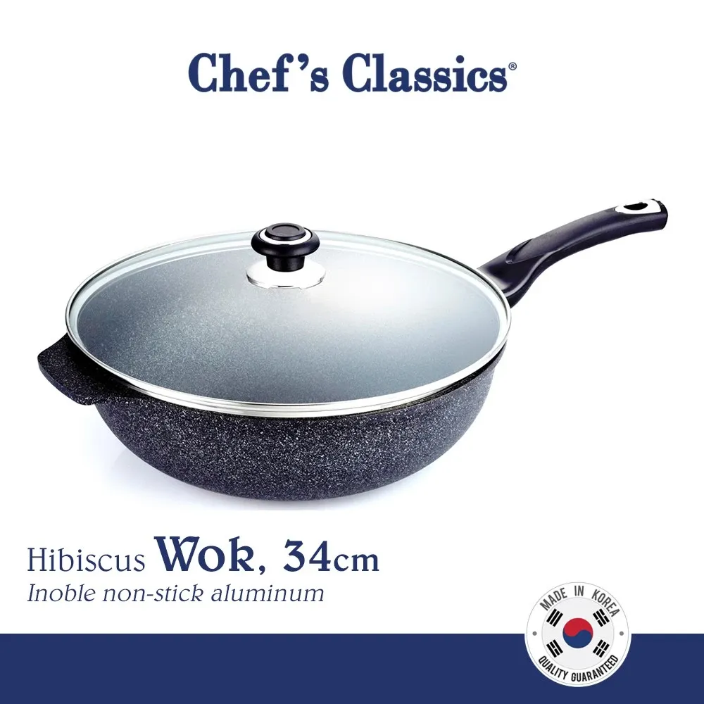 Chef's Classics Hibiscus Plus 34cm non-stick wok, front view
