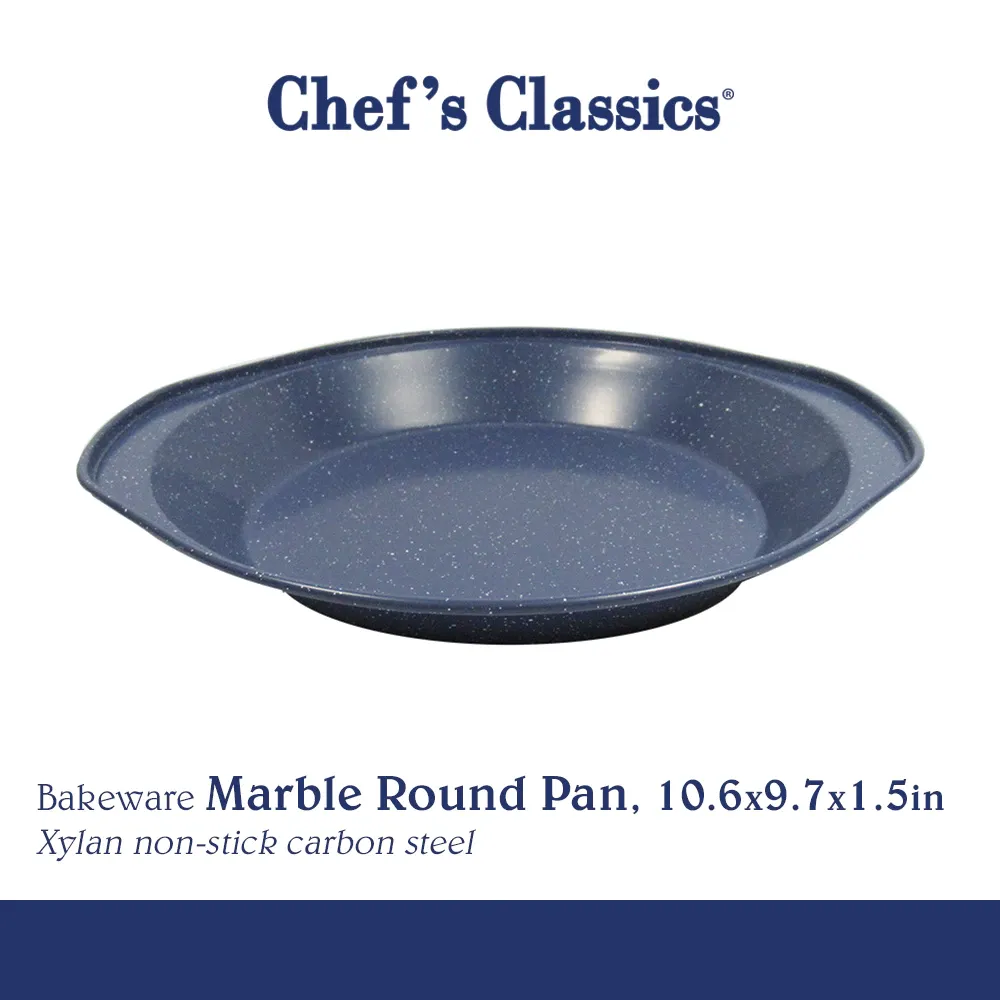 Chef's Classics marble-coated non-stick round baking pan, 10.6 inch, overhead view