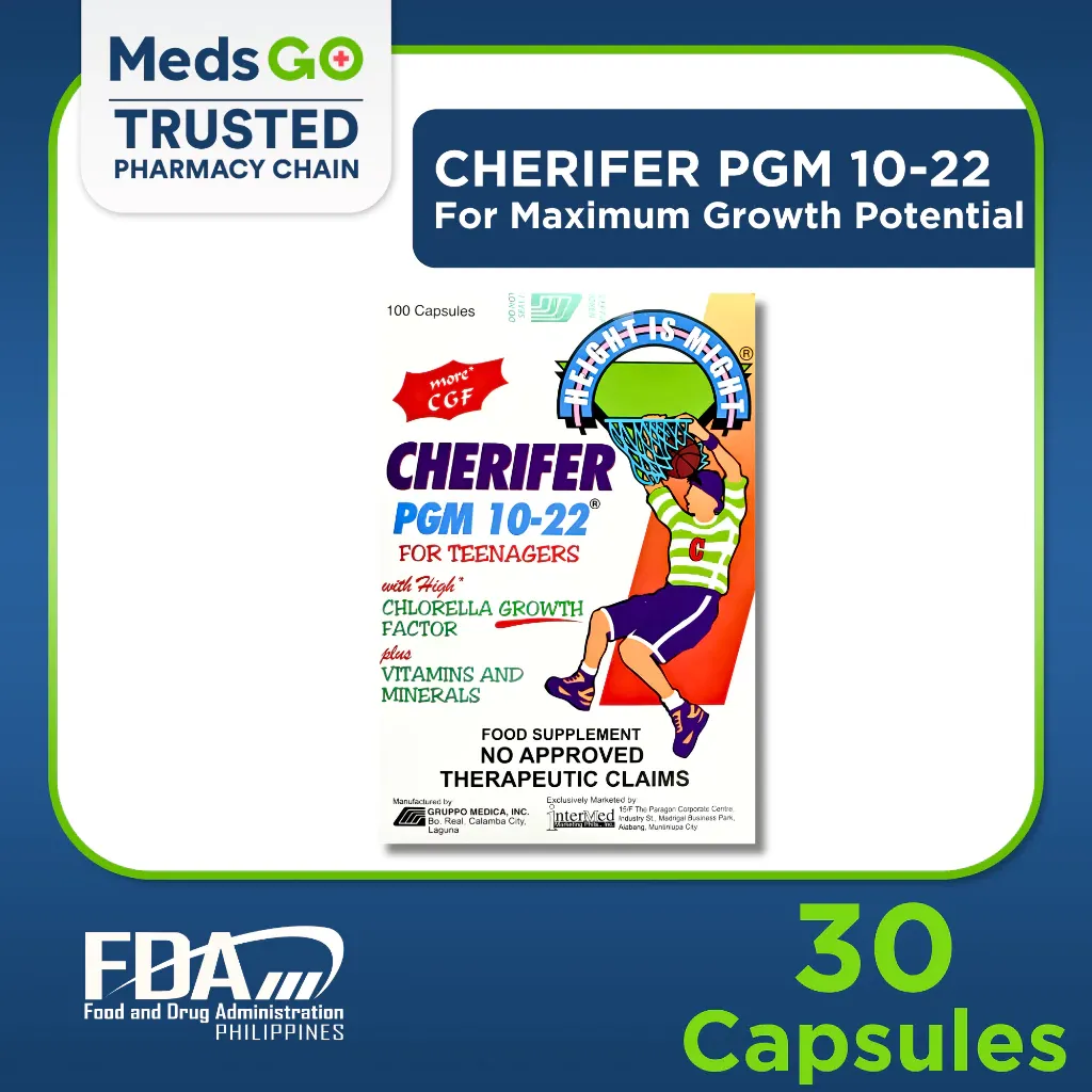 Cherifer PGM 10-22 multivitamin capsule bottle for teenagers, 30-count