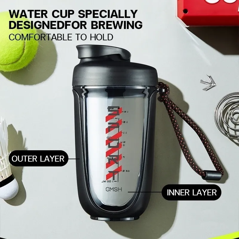 CMSH 590ml protein shaker bottle with mixing ball, front view