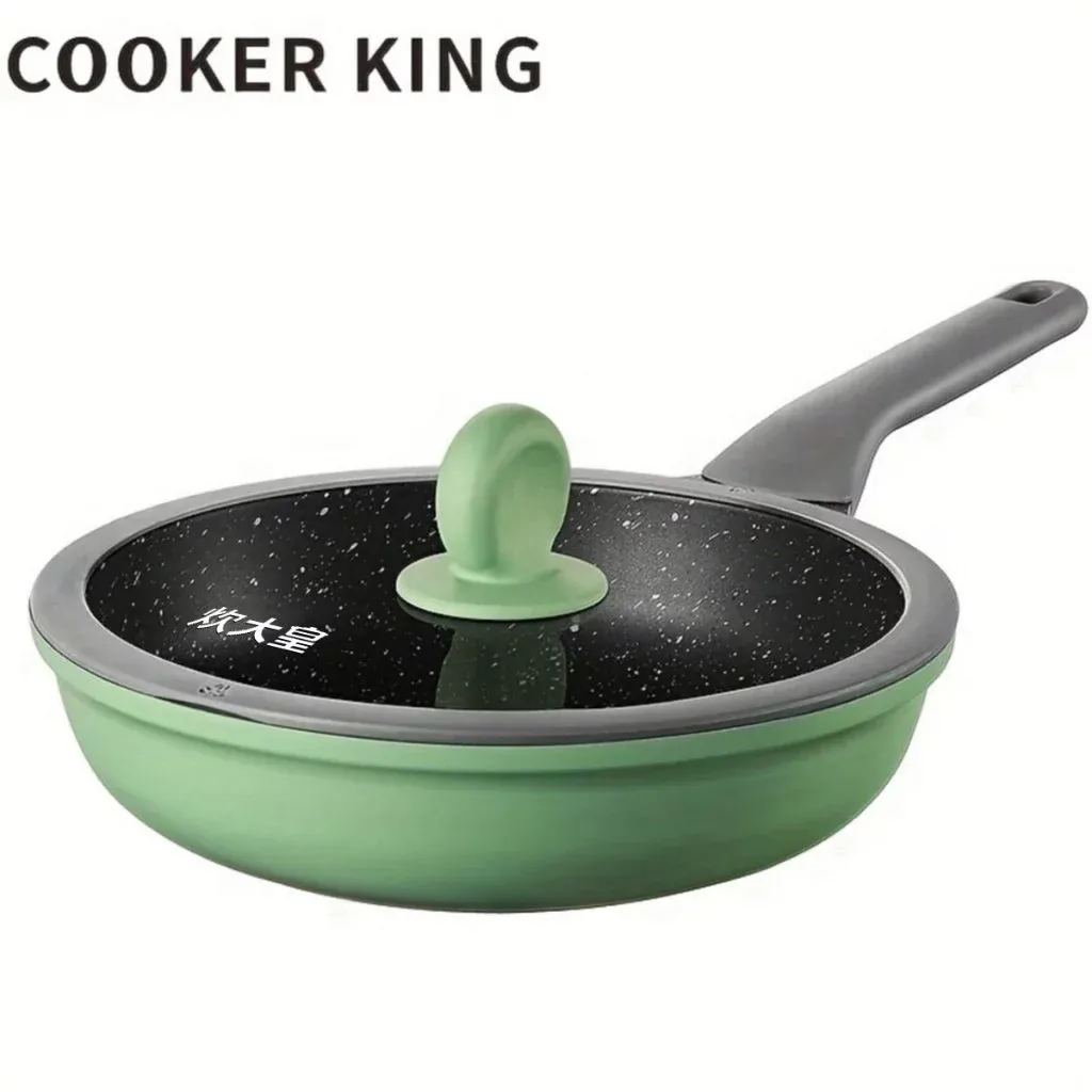 Cooker King nonstick fry pan skillet with tempered glass lid, front view