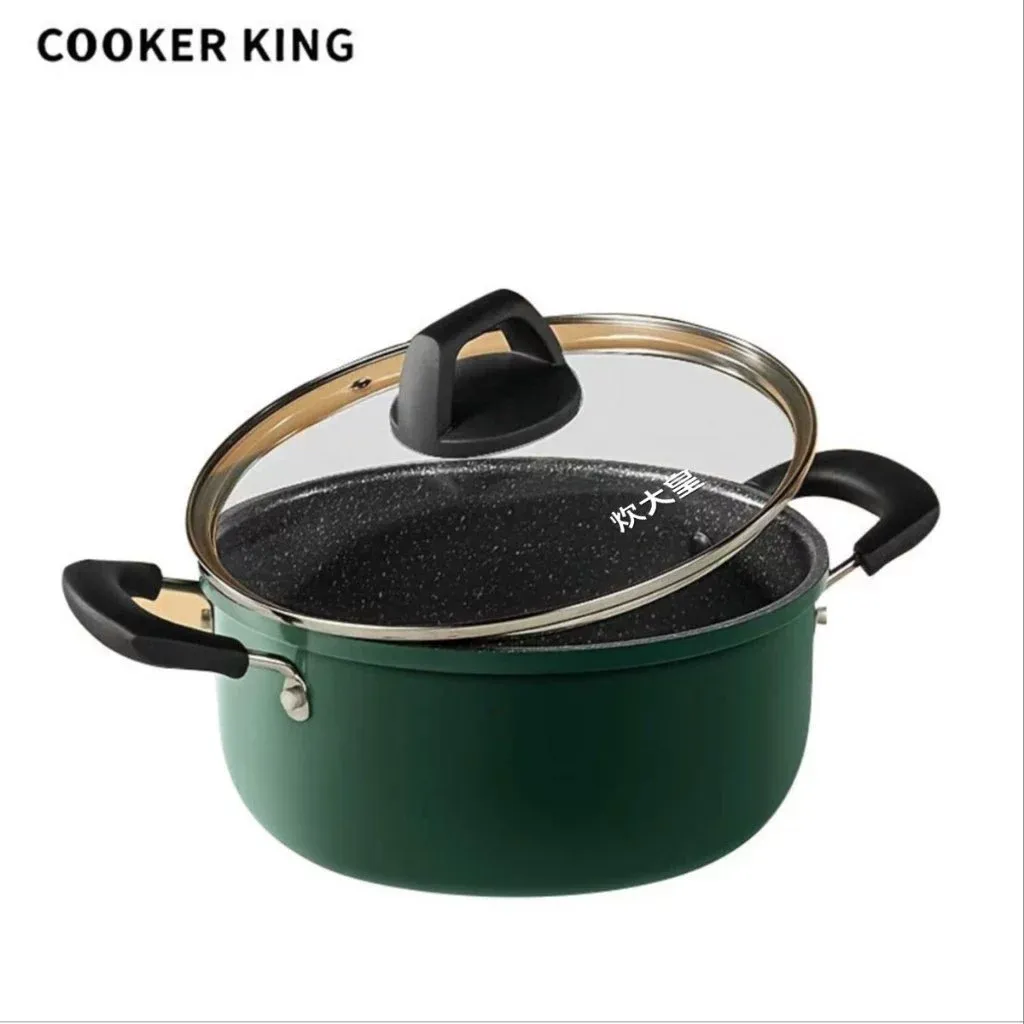 Cooker King 22cm non-stick saucepan with glass lid, front view