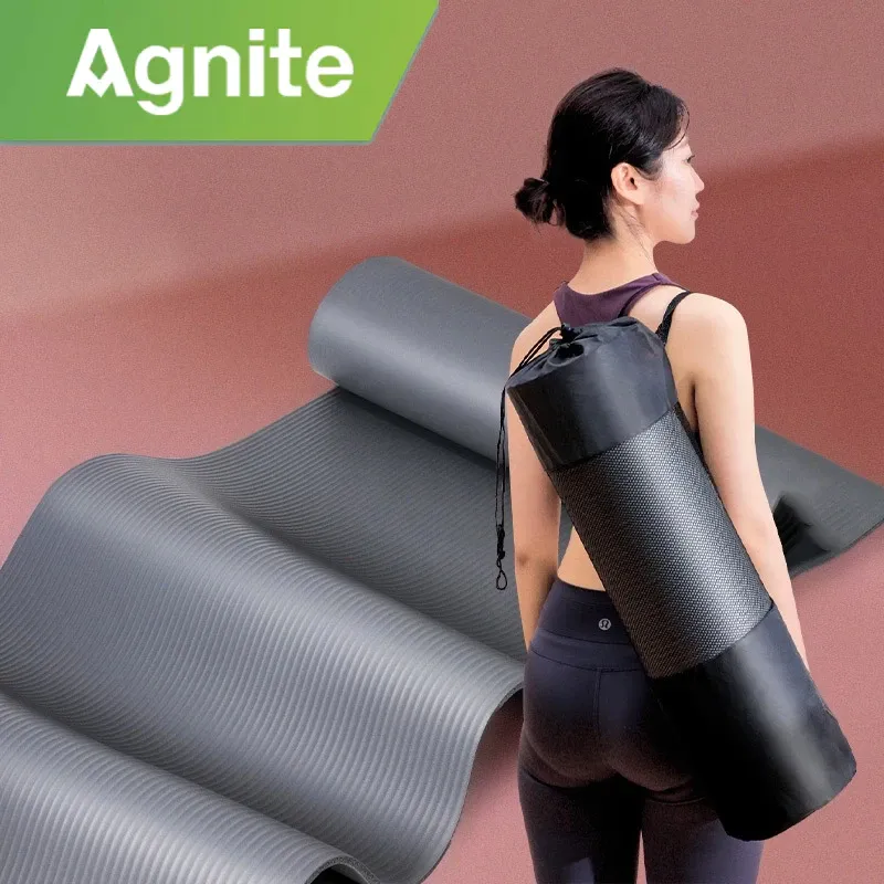Deli Agnite NBR yoga mat, 8 to 10mm thick, rolled out on floor