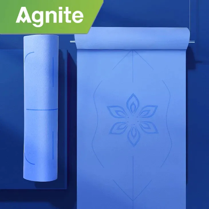 Deli Agnite TPE yoga mat, 6mm thick, rolled out on floor