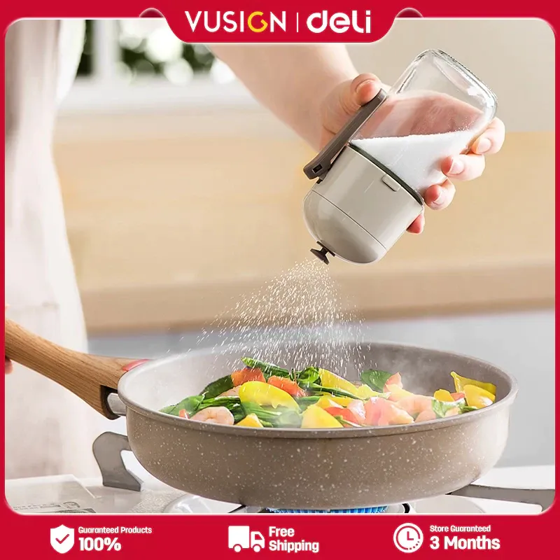 Deli Vusign fixed-measurement seasoning bottle with press dispenser, front view