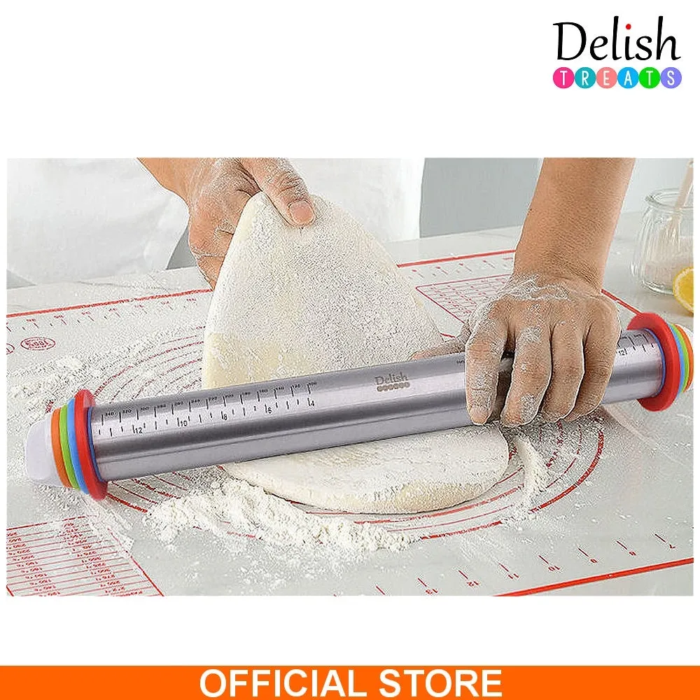 Delish Treats DTPH0222 adjustable 17-inch stainless steel rolling pin