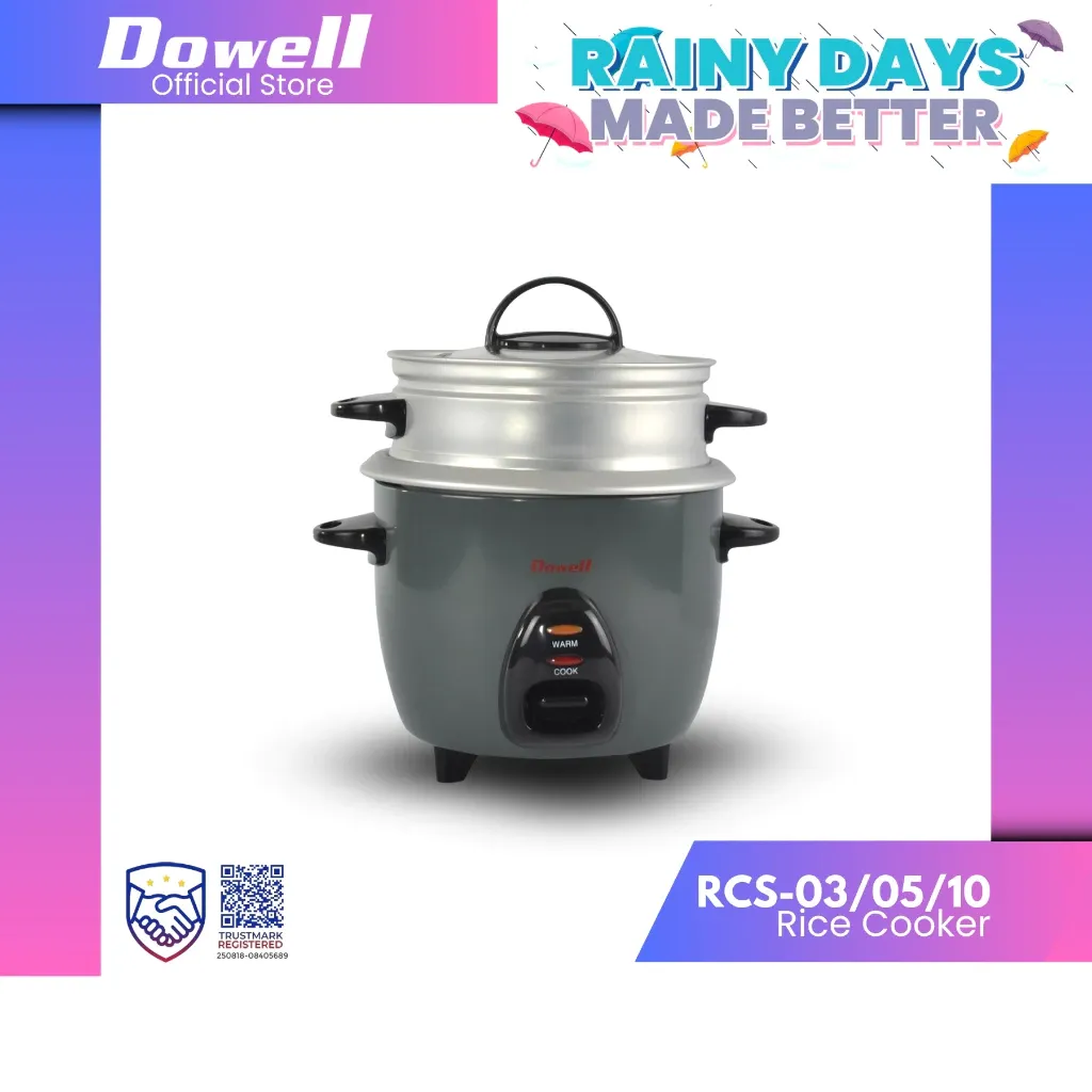 Dowell RCS-05 5-cup rice cooker with food steamer tray