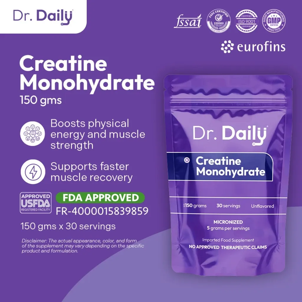 Dr. Daily Creatine Monohydrate tub, front label