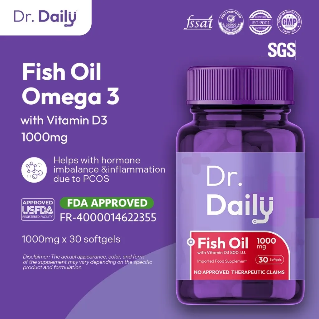 Dr. Daily fish oil 1000mg with vitamin D3 800 IU bottle