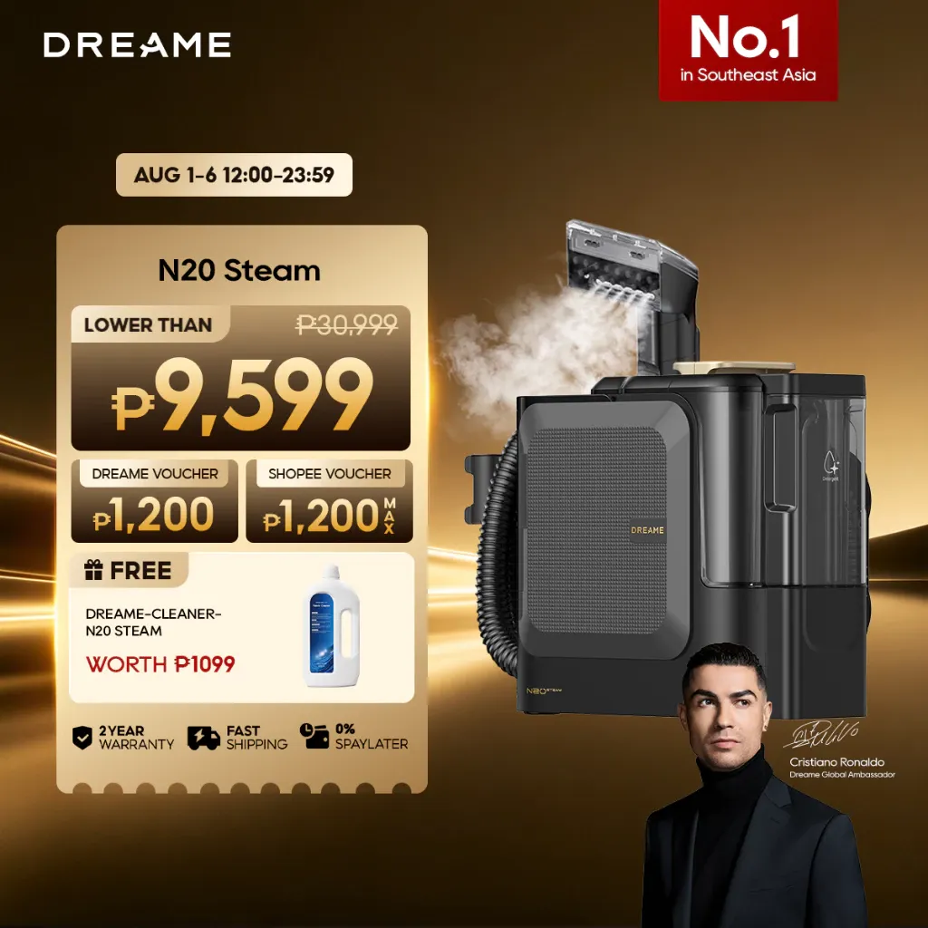 Dreame N20 2-in-1 garment and home steam cleaner with tools, front view