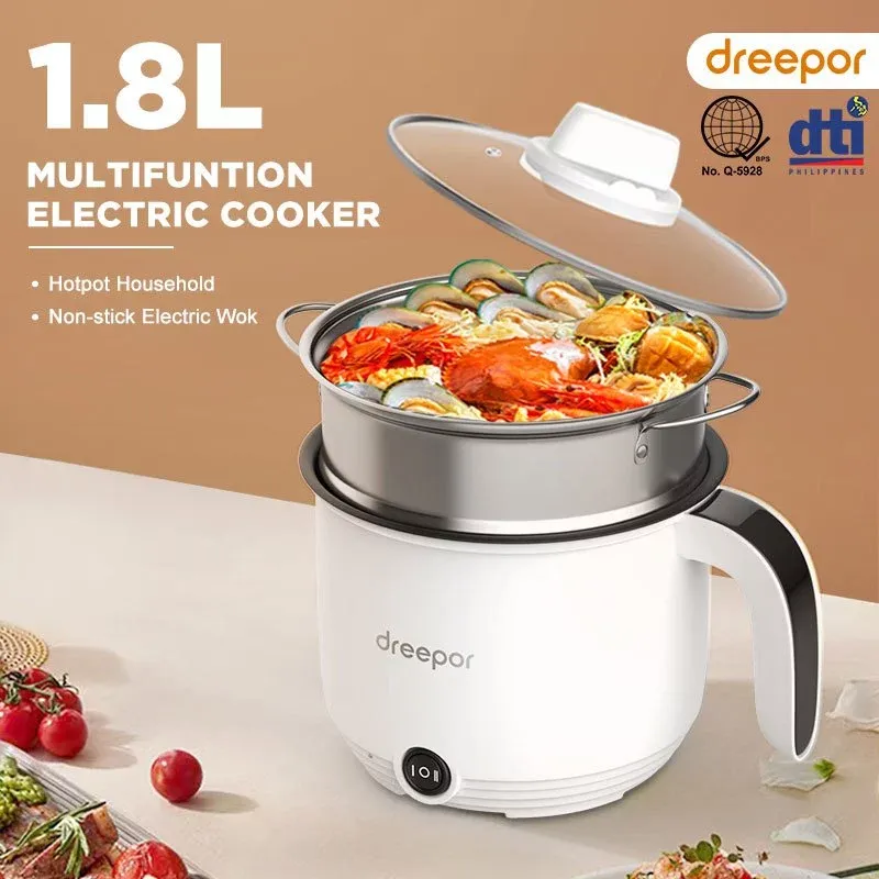 Dreepor Mini Rice Cooker With Steamer 1.8L/2L/3L/3.5L