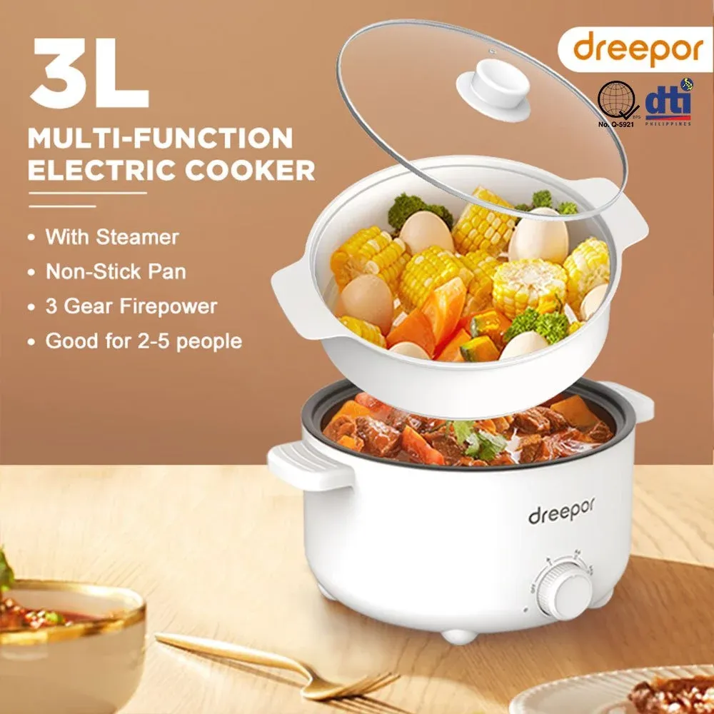 Dreepor Multifunctional Electric Cooker With Free Steamer
