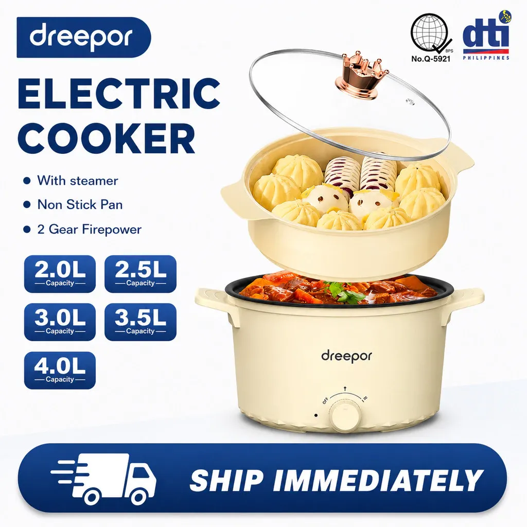 Dreepor Multifunctional Electric Cooker With Steamer 2L-4L