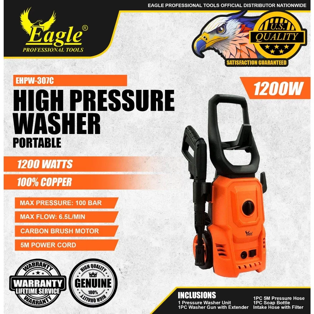 Eagle Professional Tools EHPW-307C 1200W portable pressure washer