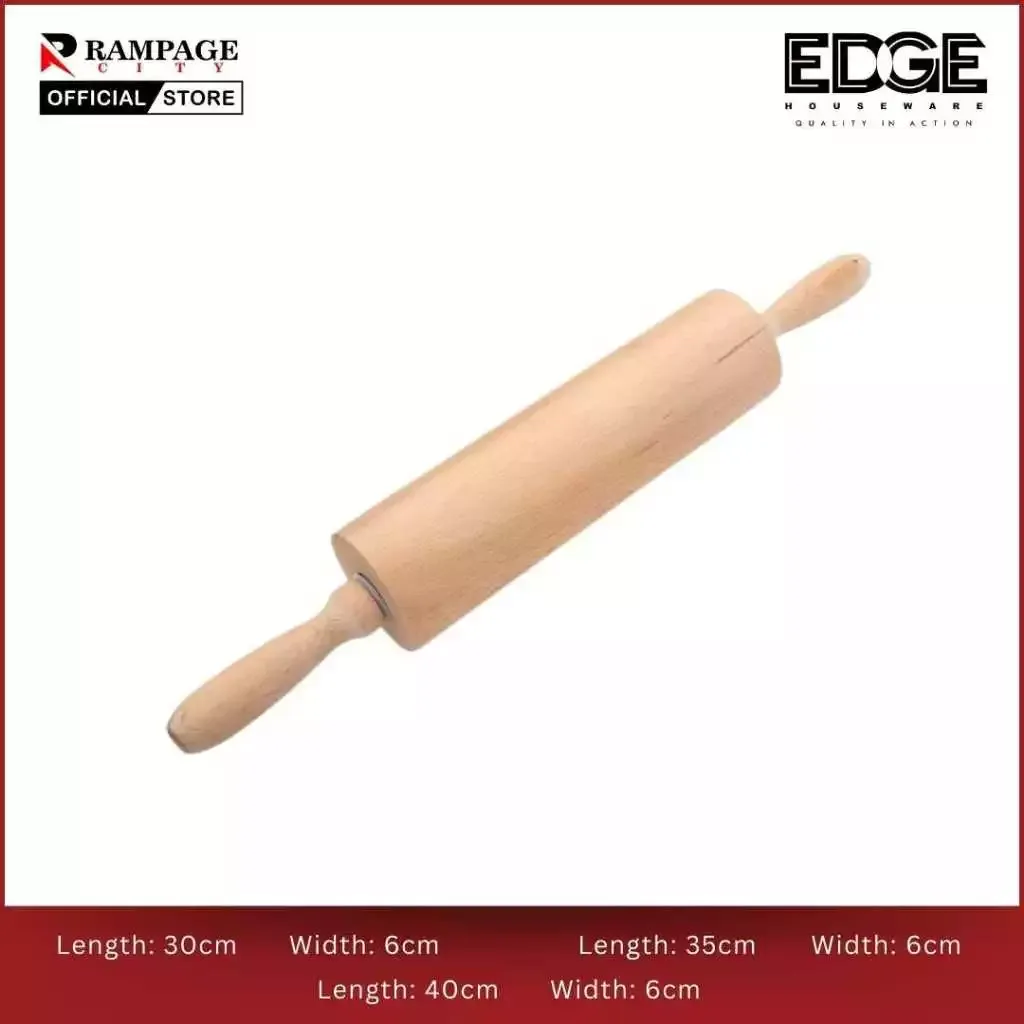 Edge wooden rolling pin with handles for baking