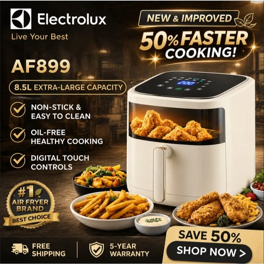 Electrolux AF899D 9L digital air fryer with viewing window